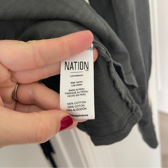 Nation LTD Johnnie Gold Snap Long Sleeve Tee in Hunter Green - Picture 5 of 6